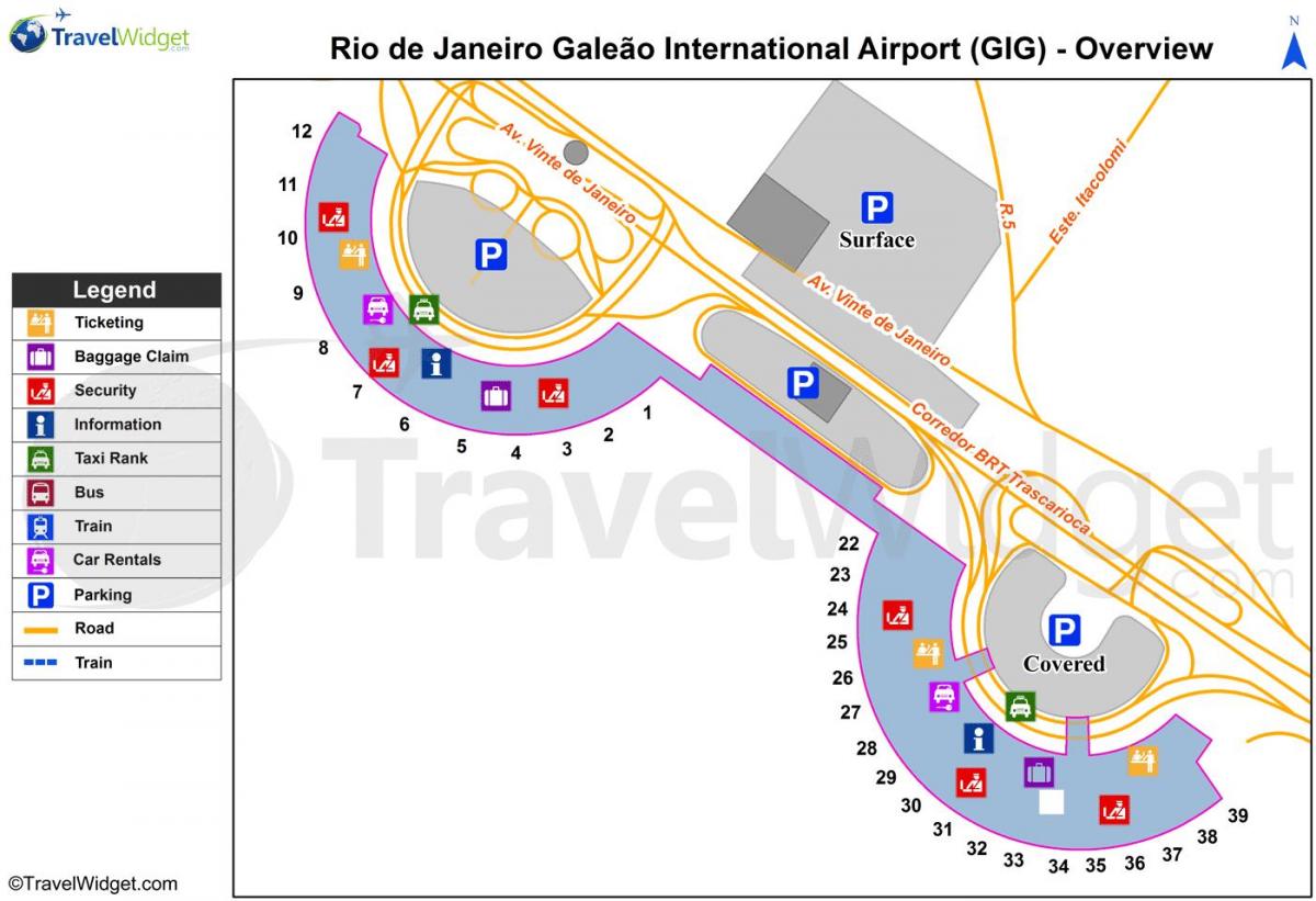 地図Galeão空港ターミナル