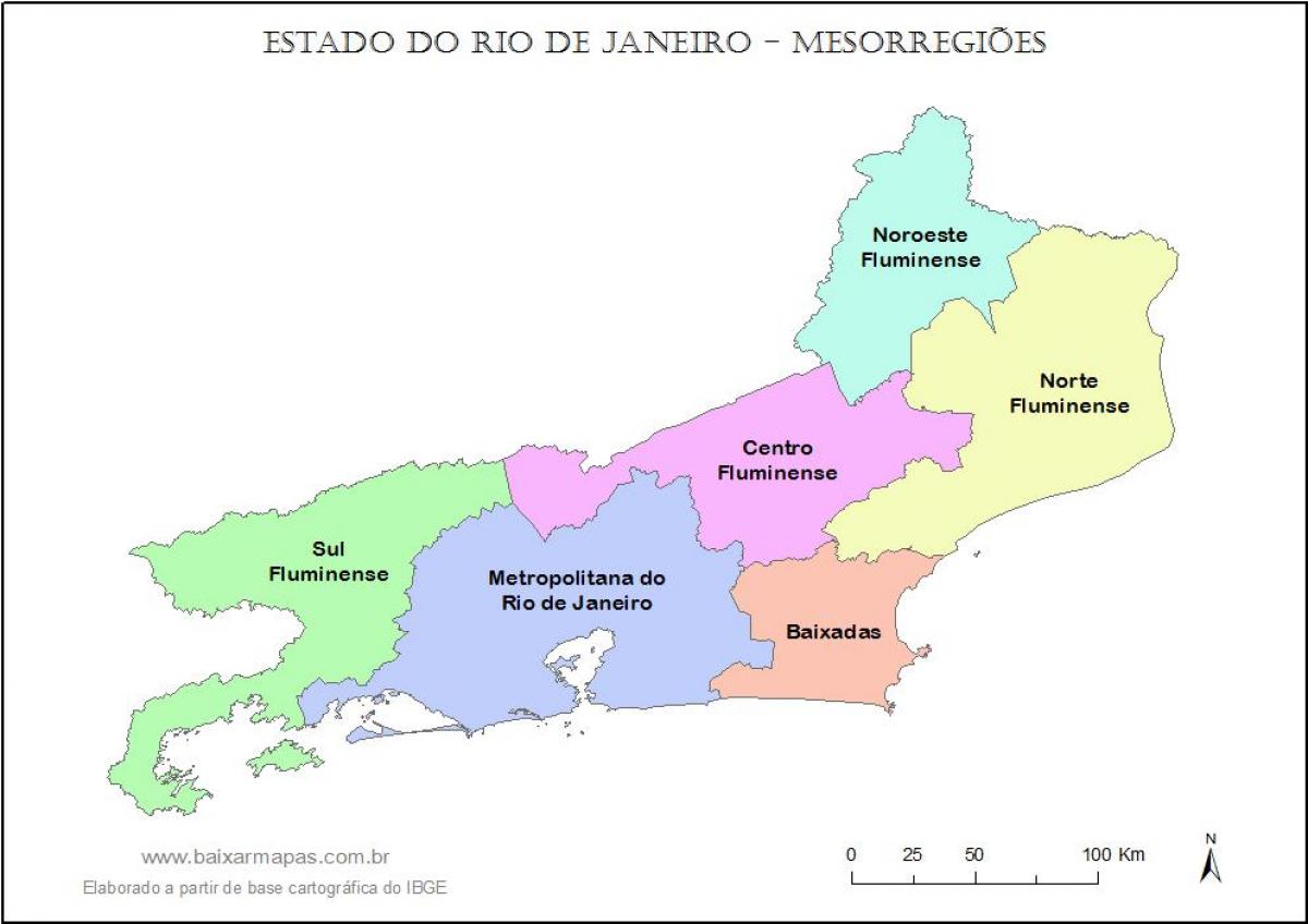 地図mesoregionsリオデジャネイロ