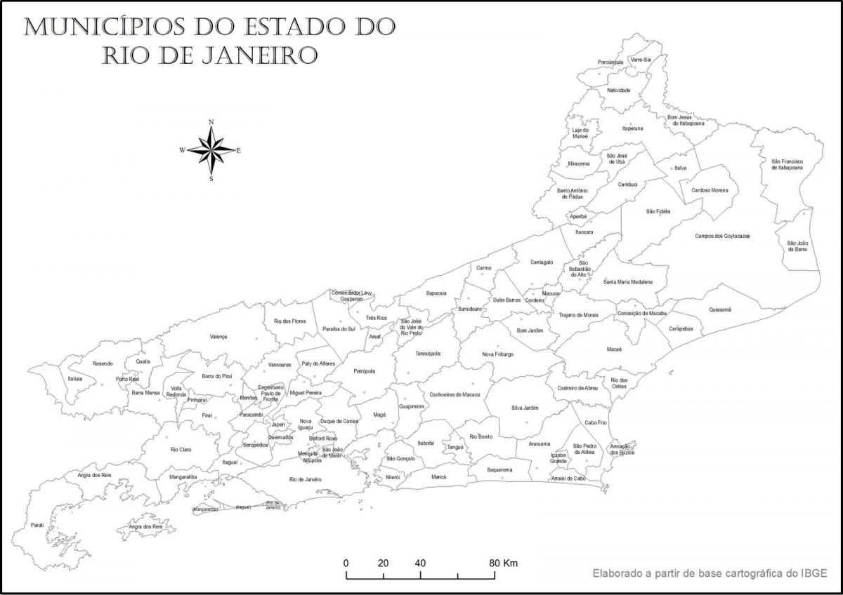 地図ブラジル-リオデジャネイロの黒と白