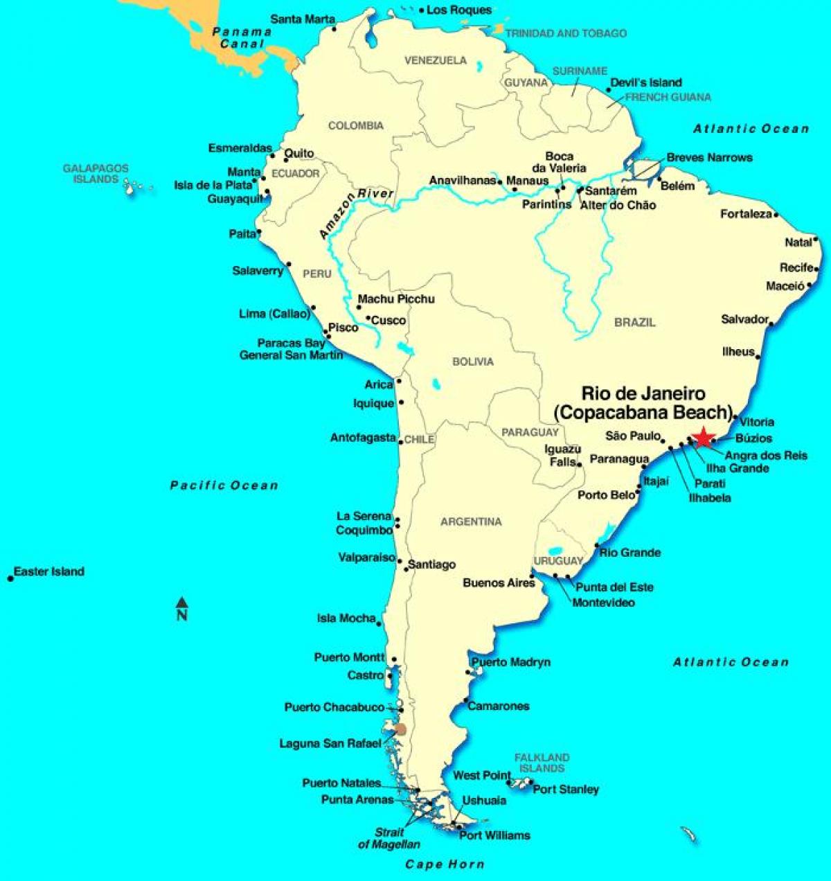 地図のリオデジャネイロ市南米