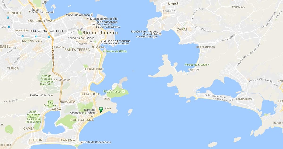 地図のコパカバーナビーチ