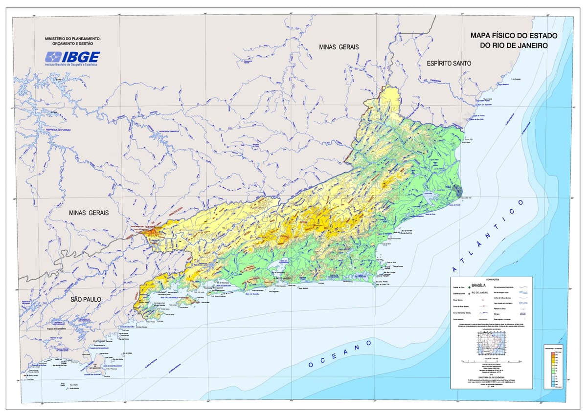 地図の地形のリオデジャネイロ
