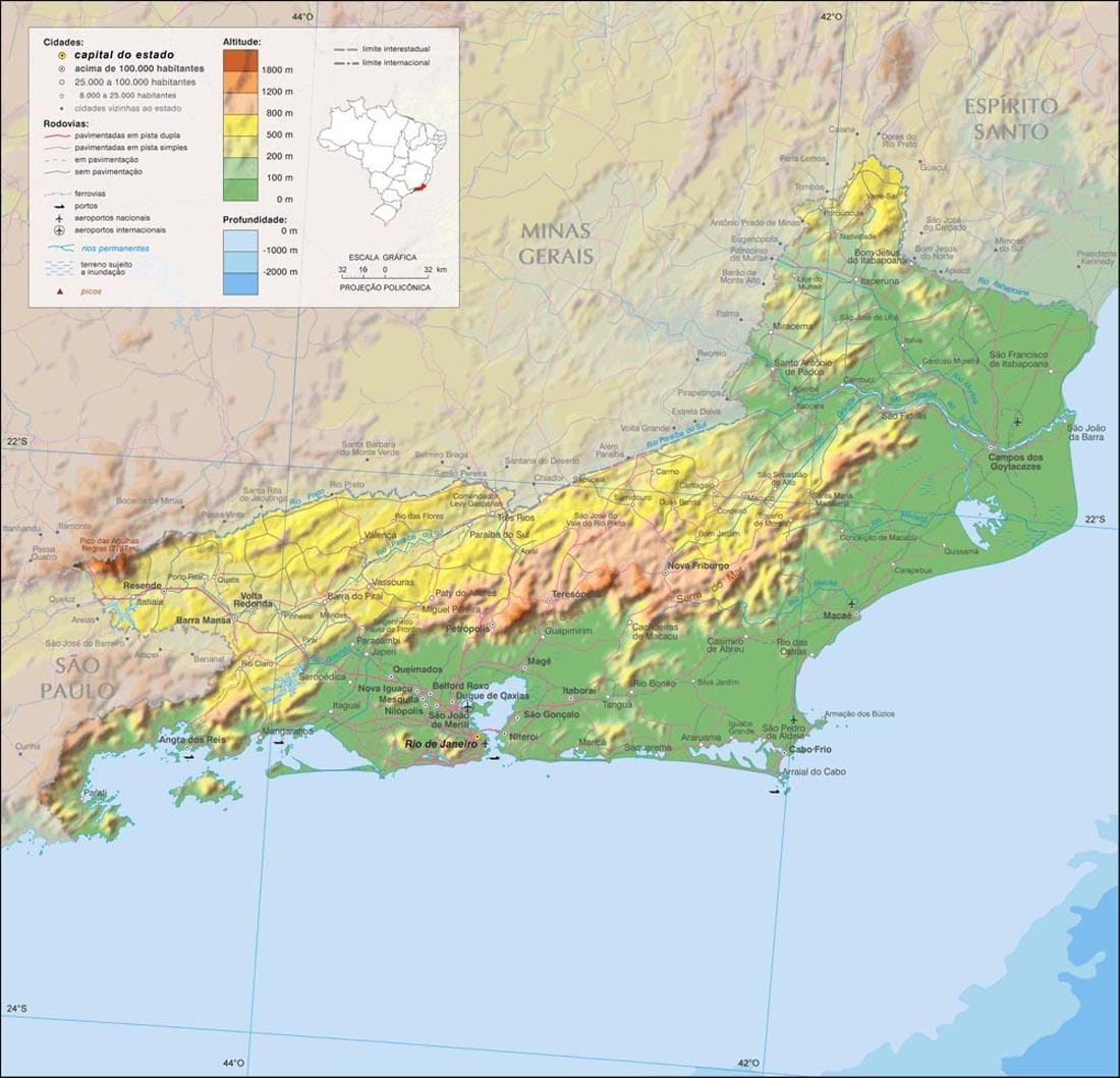 地図標高のリオデジャネイロ