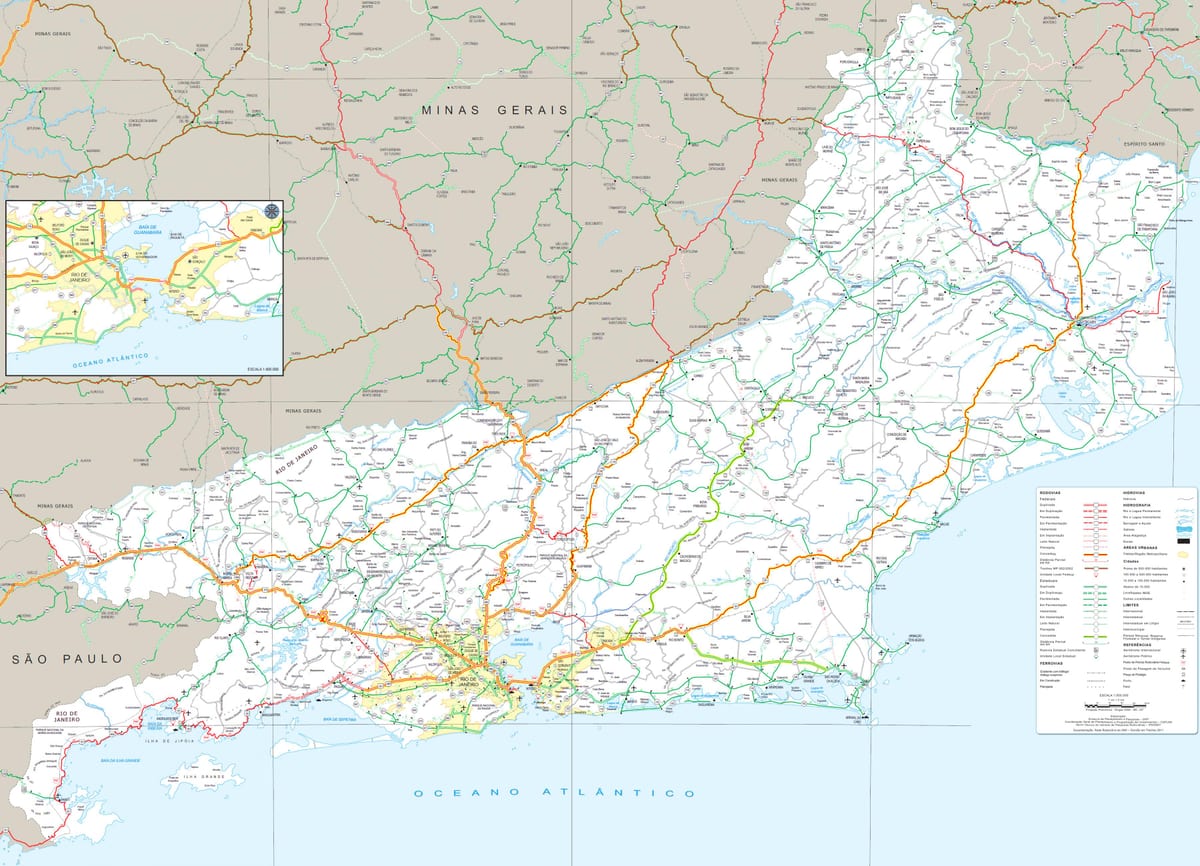 地図の道路の状態でブラジル-リオデジャネイロ