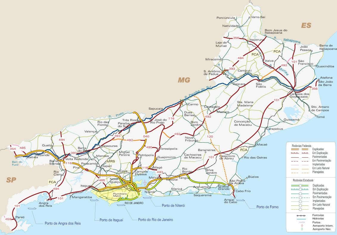 地図の道路はリオデジャネイロ