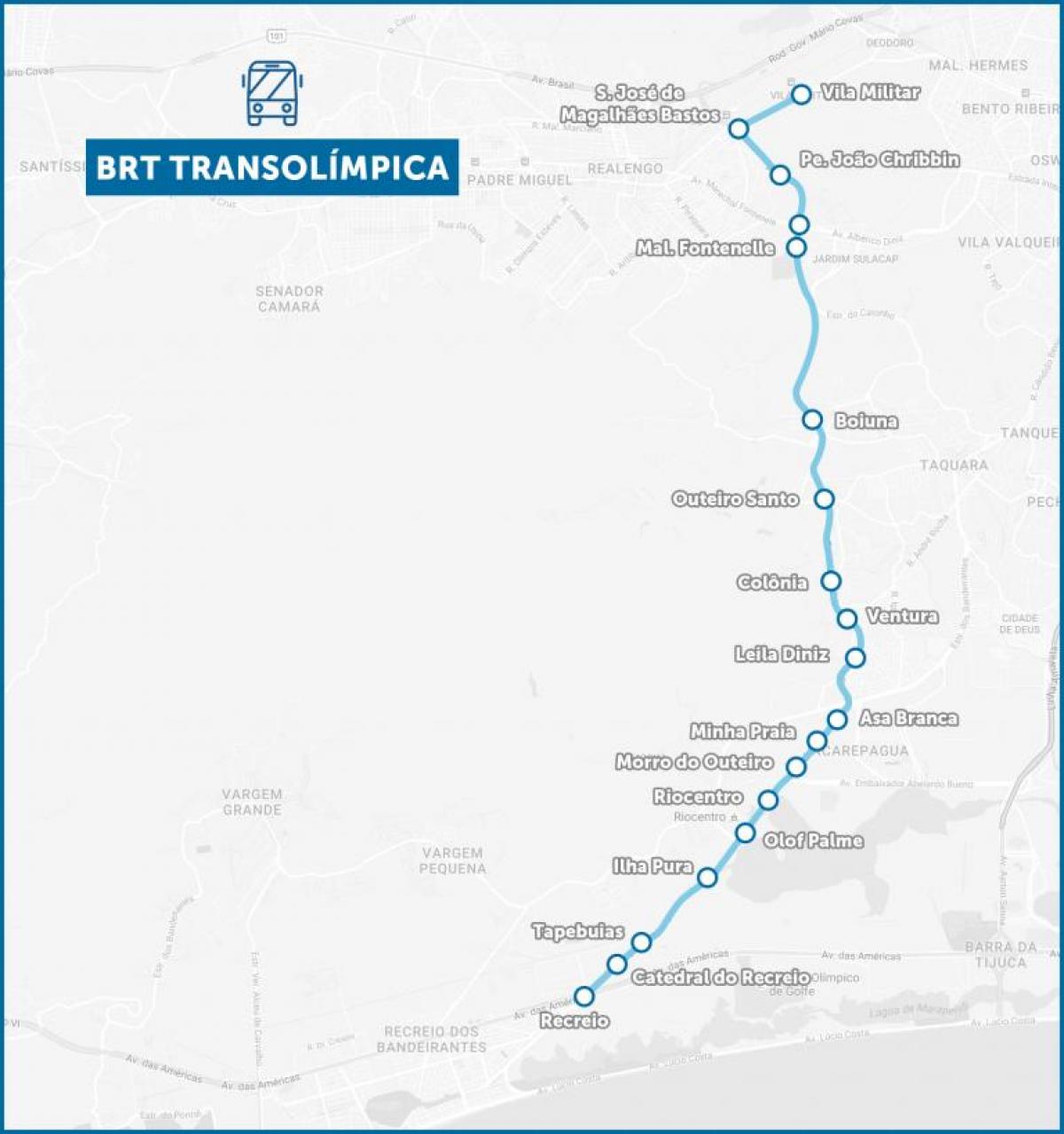 地図のBRT TransOlimpica