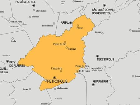 地図Petrópolis市町村