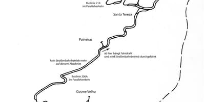 地図のサンタテレサの路面電車