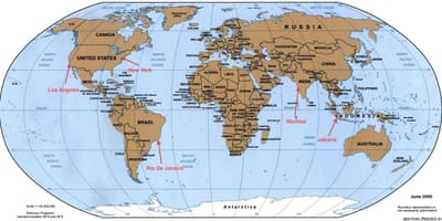 地図のリオデジャネイロに世界の