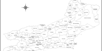地図ブラジル-リオデジャネイロの黒と白