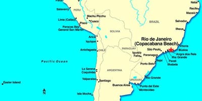 地図のリオデジャネイロ市南米
